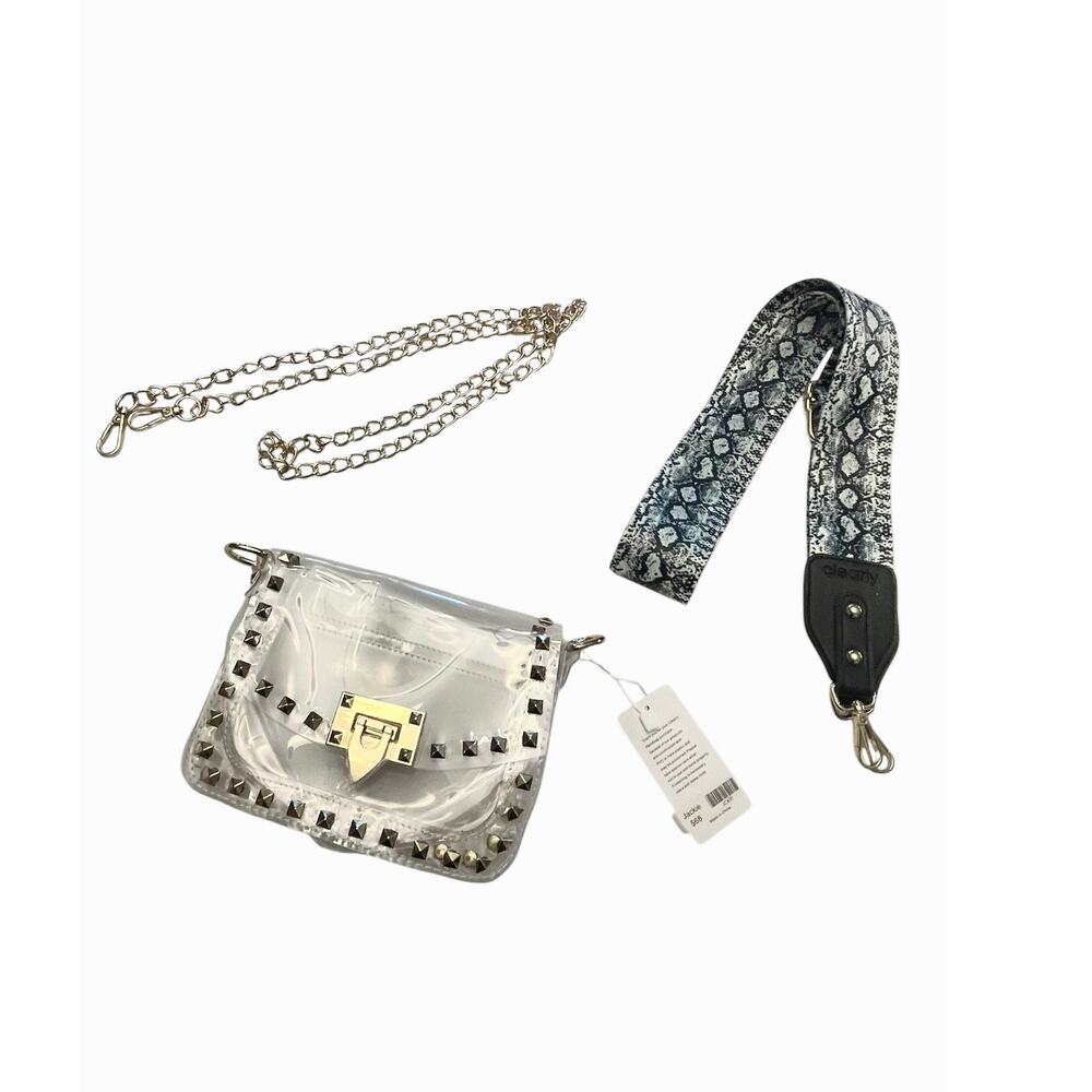 NWT CLEARLY HANDBAGS Women's JACKIE HANDBAG With GOLD STUDS & 2 Strap Options